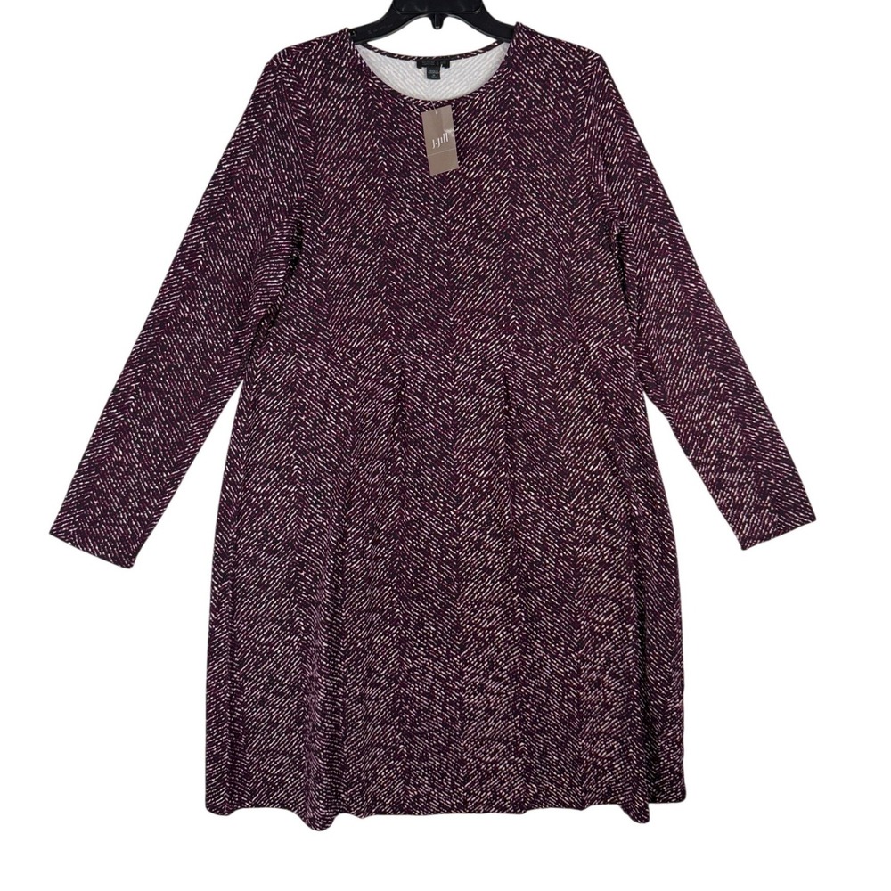 J. Jill Wearever Tall Medium Plum Textured Herringbone Knit Dress NWT $99‎